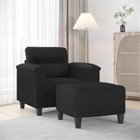 Bowery Hill Bh-4752-3000679 Single Sofa Chair With Footstool In Black Faux Leather