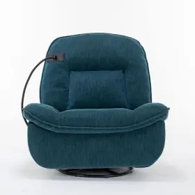 Bl-qn8050-gr Boyel Living Lake Green Chenille Fabric Swivel Recliner With Mobile Phone