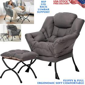 Branded Wln-charles-374-dg Lounge Chair With Ottoman Foldable Footstool Cushioned Leisure Sofa Armchair New