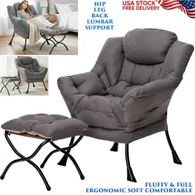 Wln-charles-374-dg Branded Lounge Chair With Ottoman Foldable Footstool Cushioned Leisure Sofa Armchair New