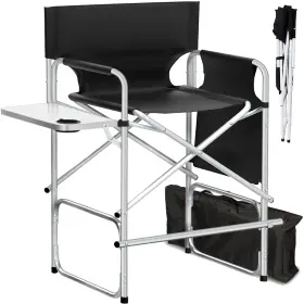 Brljuneo 704090560993 Makeup Artist Chair 41ftft Foldable Tall Directors Chairs With Side Table Cup Hol