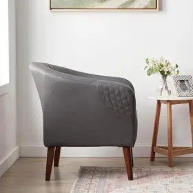 Bs0002chr00fg Brookside Accent Chair 31 Inch X 29 Barrel Wood Faux Leather Upholstered Gray
