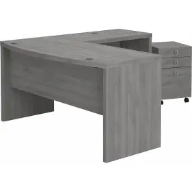 Ech007mg Bush Business Furniture Echo L Shaped Bow Front Desk With Mobile File Cabinet