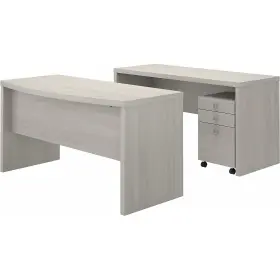 Ech010gs Bush Business Furniture Echo Bow Front Desk And Credenza With Mobile File