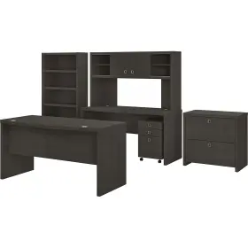 Ech029cm Bush Business Furniture Echo Bow Front Desk Credenza With Hutch Bookcase And