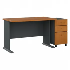 Sra025ncsu Bush Business Furniture Cubix 48w Desk With Mobile File Cabinet Natural