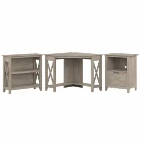 Kws050wg Bush Furniture Key West 34 Inch Corner Desk With Bookcase And Lateral File Cabinet