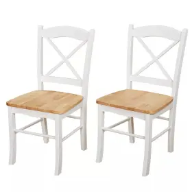 10422904 Buylateral Set Of 2 Tiffany Cross Back Chairs Wood/natural/white -