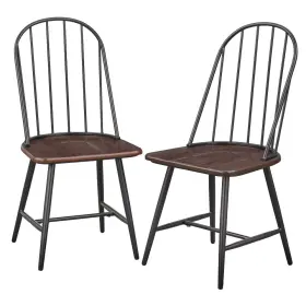 16645767 Buylateral Set Of 2 Milo Windsor Metal Wood Seat Dining Chairs Black/brown