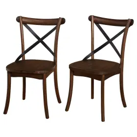 52256202 Buylateral Set Of 2 Constance Cross Back Dining Chairs Dark Walnut -