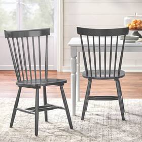 Buylateral 53179946 Set Of 2 Venice Farmhouse Solid Wood Spindle Dining Chairs Gray