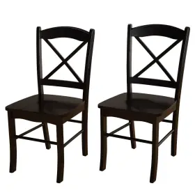76932253 Buylateral Set Of 2 Tiffany Cross Back Chairs Black -