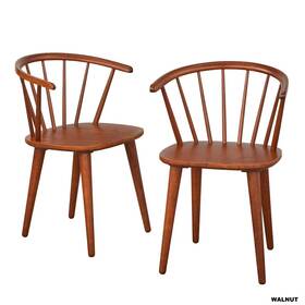 Buylateral 79769188 Set Of 2 Florence Contemporary Windsor Dining Chairs Walnut -