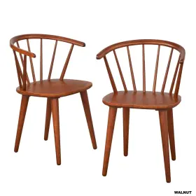 79769188 Buylateral Set Of 2 Florence Contemporary Windsor Dining Chairs Walnut -