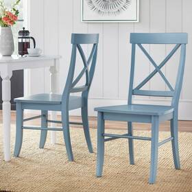Buylateral 79769789 Set Of 2 Albury Cross Back Dining Chairs Blue -