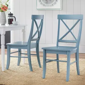 79769789 Buylateral Set Of 2 Albury Cross Back Dining Chairs Blue -