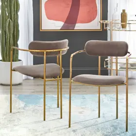 79769817 Buylateral Curved Velvet Dining Chair Back Set Of 2 Modern Glam Metal
