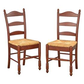 Buylateral 81638494 Set Of 2 Ladder Back Dining Chairs Walnut/natural Rush - Rubberwood