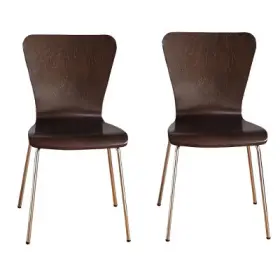 82654531 Buylateral Set Of 2 Pisa Modern Bentwood Dining Chairs Espresso Plywood Frame