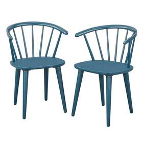 Buylateral 86324789 Set Of 2 Florence Contemporary Windsor Dining Chairs Midnight Blue -
