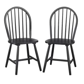 87667585 Buylateral Set Of 2 Windsor Chairs Black -