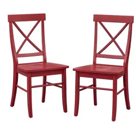 87952817 Buylateral Set Of 2 Albury Cross Back Dining Chairs Red -