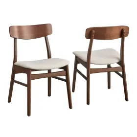 93055704 Buylateral Set Of 2 Wave Solid Rubberwood Dining Chairs With Padded Chair