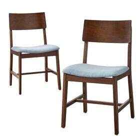 Buylateral 95001609 Set Of 2 Tiara Dining Chair Walnut/light Blue