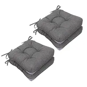 By May Side 313028064016 Indoor Chair Cushions Pack Tufted Memory Foam Dining Room 4 Drak Gray