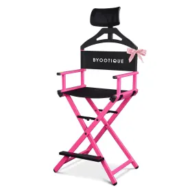 12mdc001-chp-12 Byootique 28 Inch Height Tall Director Chair Folding Artist Makeup Head Rest Pink