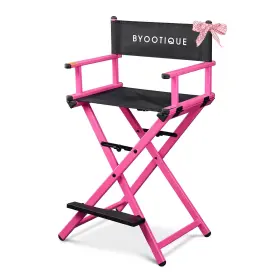 12mdc004-chr-12 Byootique 28 Inch Height Tall Director Chair Folding Artist Makeup Beauty Salon Pink