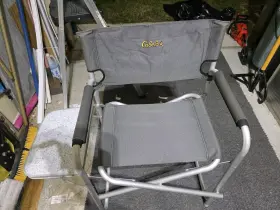 Vva65-fc-005-1p-bk Cabela 39 Inch Folding Director Chair Aluminum Frame Camping Fishing Seat With Side Table