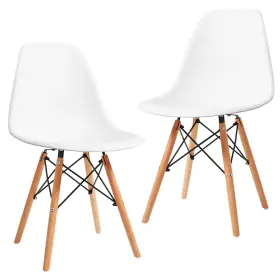 Canglong 685757239301 Modern Midcentury Dining Chair Shell Lounge Plastic With Natural Wooden Le