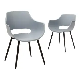 Canglong 897123200259 Set Of 2 Grey Modern Easily Assemble Mid Century Plastic Shell Cozy Arm Ch
