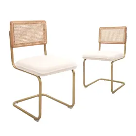 Canglong 897123201232 Mid-century Modern Rattan Chairs Upholstered Fleece Seat Armless With