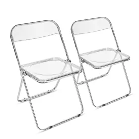 Canglong 897123201263 Modern Acrylic Folding Chairs Set Of 2 Stackable Plastic Clear Dining