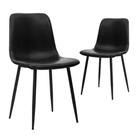 Canglong 897123201393 Living Monte Dining Chair In Black Faux Leather And Powder Coat Finish