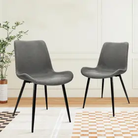 Canglong 897123201799 Dining Chairs Set Of 2 Modern Kitchen With Black Metal Legs Waterpro