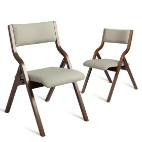 Canglong 897123201898 Wooden Padded Folding Chairs 2 Pack With Cushion Portable And Assem
