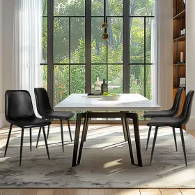 Canglong 897123202024 Dining Chairs Set Of 4 With Faux Leather Seat And Soft Backrest For Li