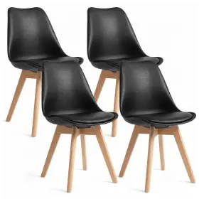 Ccl-dc1160-4bk Canglong Set Of 4 Modern Upholstered Dining Chairs Pu Leather Padded Seat Black Room
