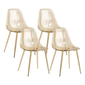 Cl-191614 Canglong Kitchen Modern Dining Desk Side Chair With Metal Legs Set Of 4 Amber