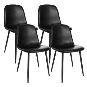 Cl-191702 Canglong Black Dining Chairs Modern Faux Leather Upholstered Kitchen Armless A