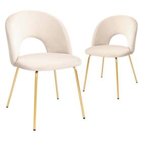 Canglong Ku-191237-beige Velvet Seat Chair With Metal Legs For Kitchen Dining Room - Beige