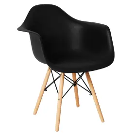 Ku-191358 Canglong Natural Wood Legs Mid Century Modern Molded Shell Lounge Plastic Arm Dining-c
