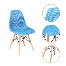 Ku-191400 Canglong Dining Mid Century Modern Hollow Back Design Blue Damged Box