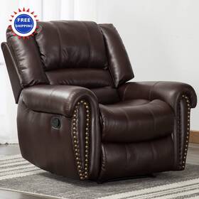Canmov 708210450676 Manual Recliner Rm001 Leather Chair Classic Traditional Comfortable Arms