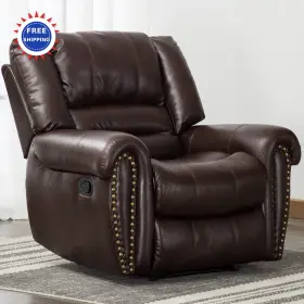 Rm001 Canmov 708210450676 Manual Recliner Leather Chair Classic Traditional Comfortable Arms