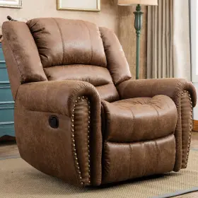 Canmov 708210464338 Leather Recliner Chair Classic Traditional Manual With Comfortabl
