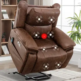 Canmov 768795929523 Faux Leather Power Lift Recliner Chair With Massage And Heat For Elderly Dua